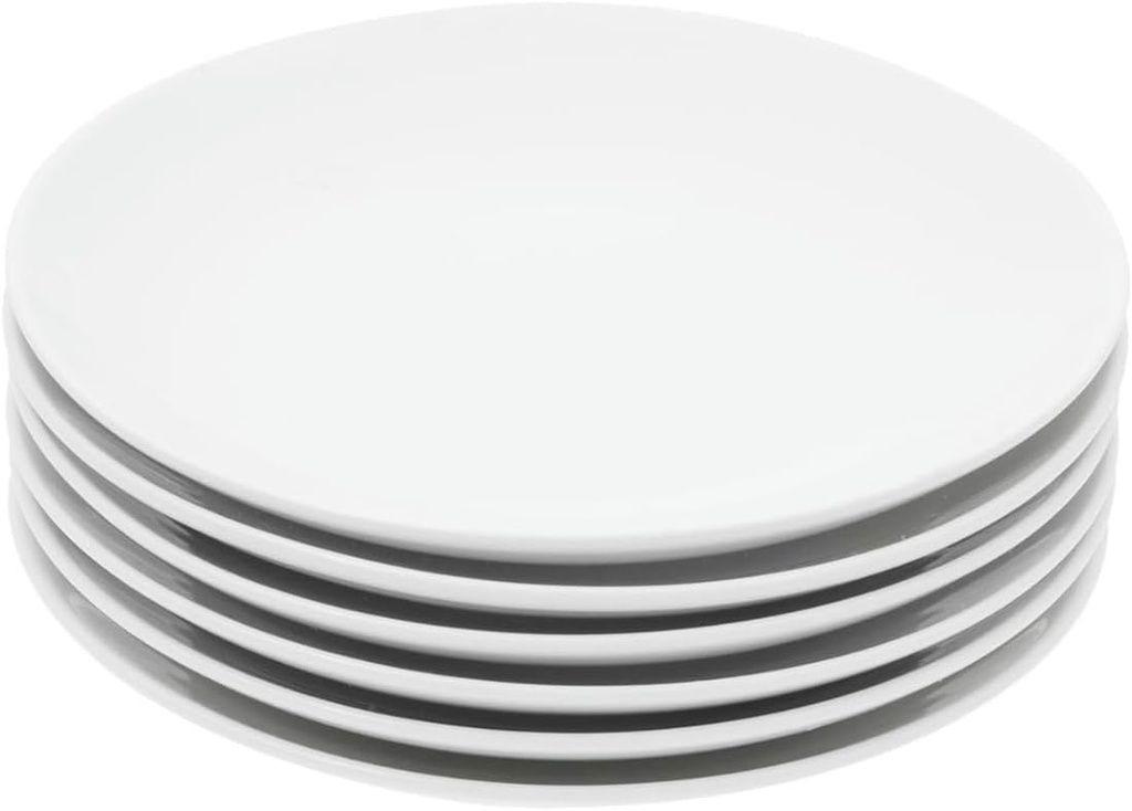 Miicol Ceramic Appetizer Plates Set of 6, White Dessert Plates 8 Inch, Small Dinner Plates, Modern Round Salad Plates, Porcelain Serving Dishes for Snack, Bread, Fruit, Microwave & Dishwasher Safe