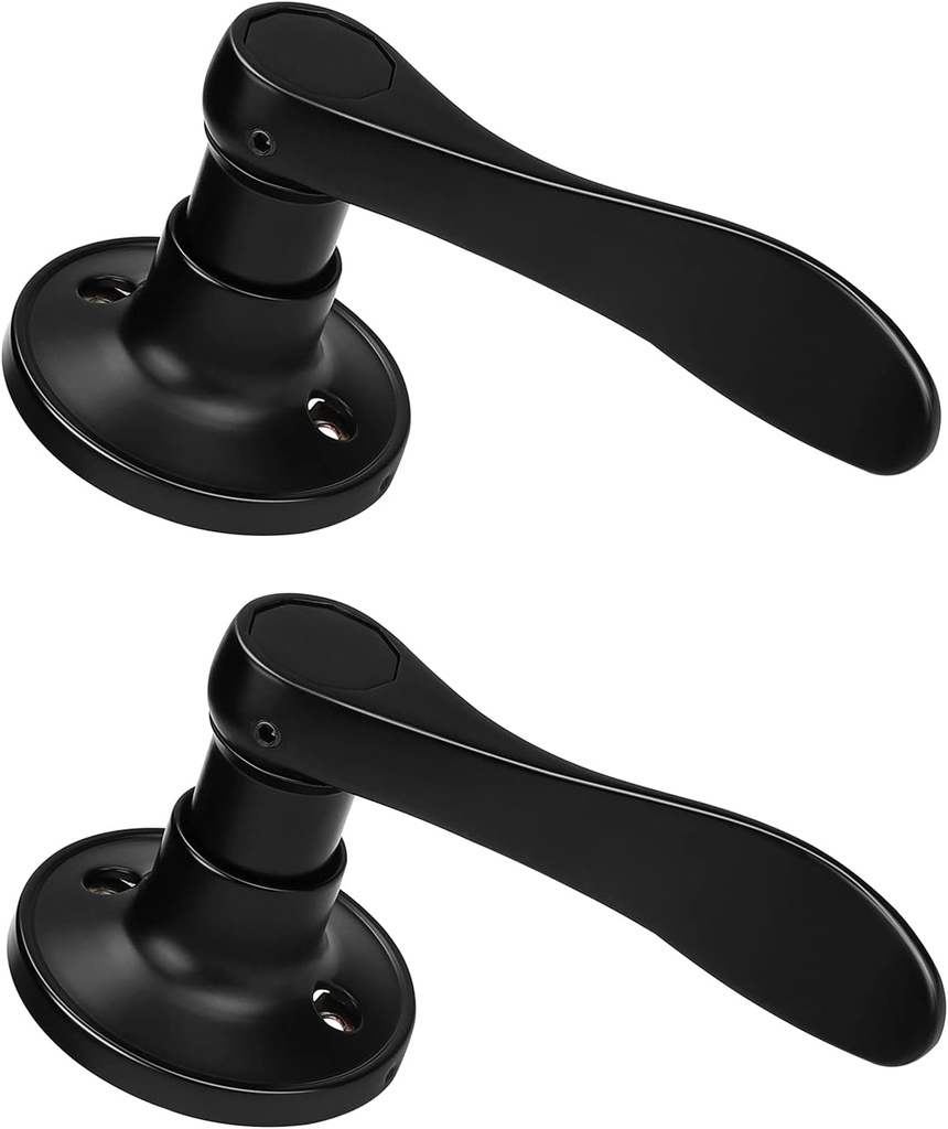 Gobrico Right-Handed Dummy Door Levers in Matte Black, 2 Pack One-Side Door Handles, No-Turning Wave Style Door Knobs