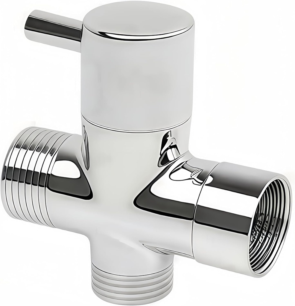SantiCleana All-Metal 3-Way Bidet T-Valve – 7/8”X 7/8”X 1/2” Size, Leak-Proof with Adjustable Water Pressure, Durable Metal Nuts for Bidet Sprayer Kits & Toilet Attachments
