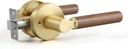 YAGU Wooden Round Passage Lever Door Handle Non-Locking Lever Set Pack of 1 [for Hallway or Closet Doors] Reversible for Right & Left Sided Doors Heavy Duty - Satin Brass Finish
