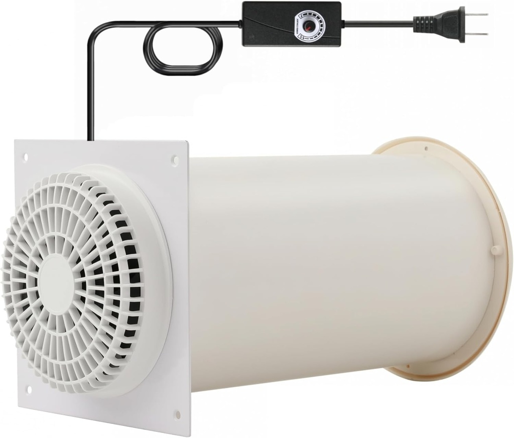 Through-the-Wall Ventilation Fan Exhaust Fan White Cover 6-inch Diameter Vent with 11.8 inch Length 180 CFM