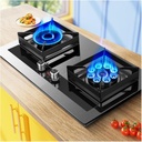 Gas Stove 75CM Stainless Steel Embedded Gas Stove 2 Burner Gas Stove, 180 Minute Timer (Bilateral Independent), Accidental Flameout Protection Device(NG)