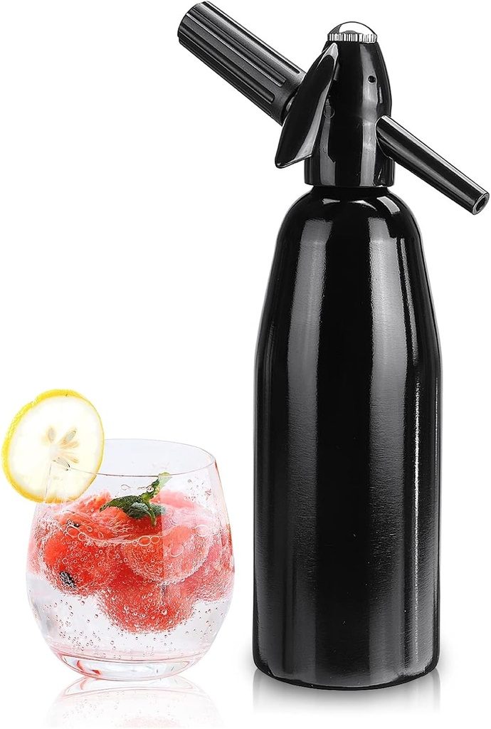 Soda Siphon – Premium Portable Soda Maker, Versatile Sparkling Water Maker, Effortless Soda Maker, Compatible with Soda Streaming Maker CO2 Tanks, for Fresh Homemade Soda Water(Black)