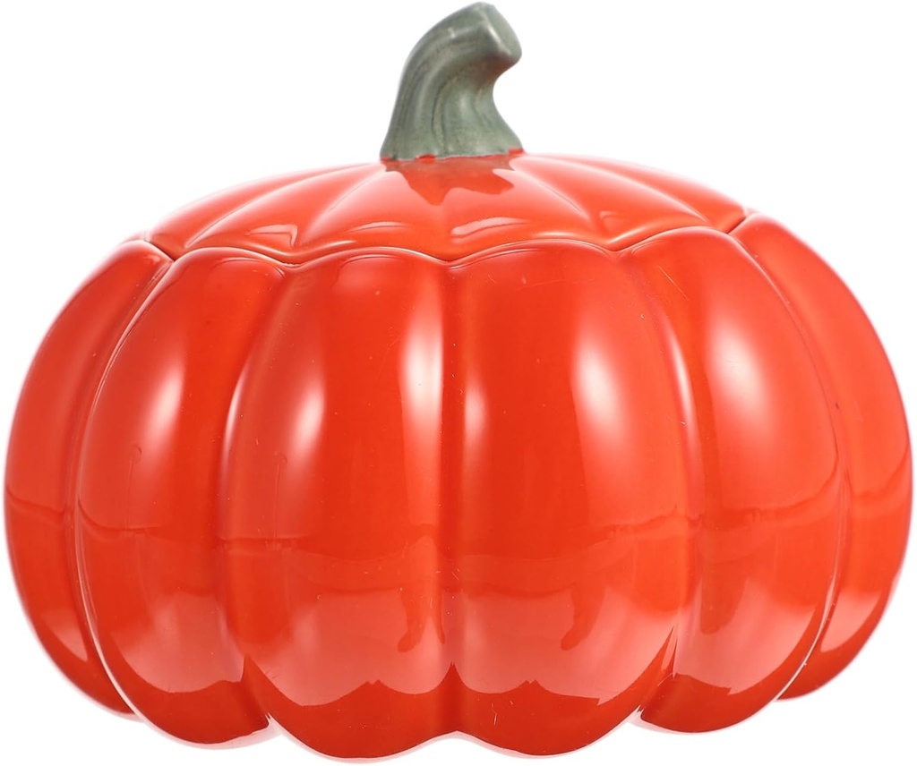 KICHOUSE Halloween Pumpkin Shaped Storage Jar Ceramic Snack Container for Boy Girl Family Canister for Tea Candy Cookies and More for Festive Decor