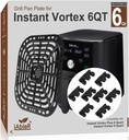 Original Instant Vortex Air Fryer Grill Pan Replacement Tray 6 Quart - Grill Plate Crisper Plate for Instant Vortex 6 Qt/Gourmia GAF735 6 QT Accessories Mesh Cooking Rack NonStick + 8Pcs Bumpers Feet
