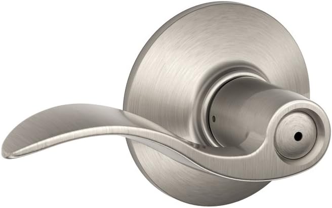 Schlage F40 ACC 619 Accent Door Lever, Bed & Bath Privacy Lock, Satin Nickel