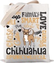 PWHAOO Chihuahua Typography Tote Bag Chihuahua Owner Tote Bag Chihuahua Lover Gift Chihuahua Mom Gift