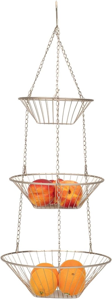 3 Tier Satin Nickel Hanging Vegetable Basket