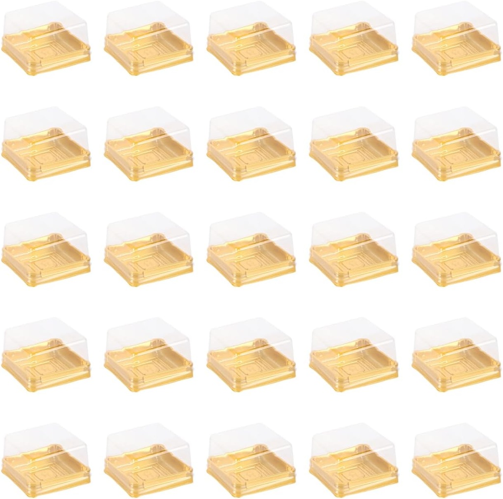 DOITOOL 150 Pack Single Clear Plastic Mooncake Box with Transparent Lids, Square Moon Cake Trays Mooncake Packaging Boxes, Muffins Dome Box Transparent Dessert Boxes (2.1x 2.1x1.5inch)