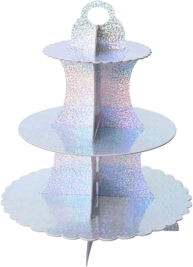 Cabilock Three-Tier Cake Display Stand Gold Foil Paper Dessert Rack Cupcake Holder for Birthday Parties and Weddings Elegant Cake Tray for Afternoon Tea