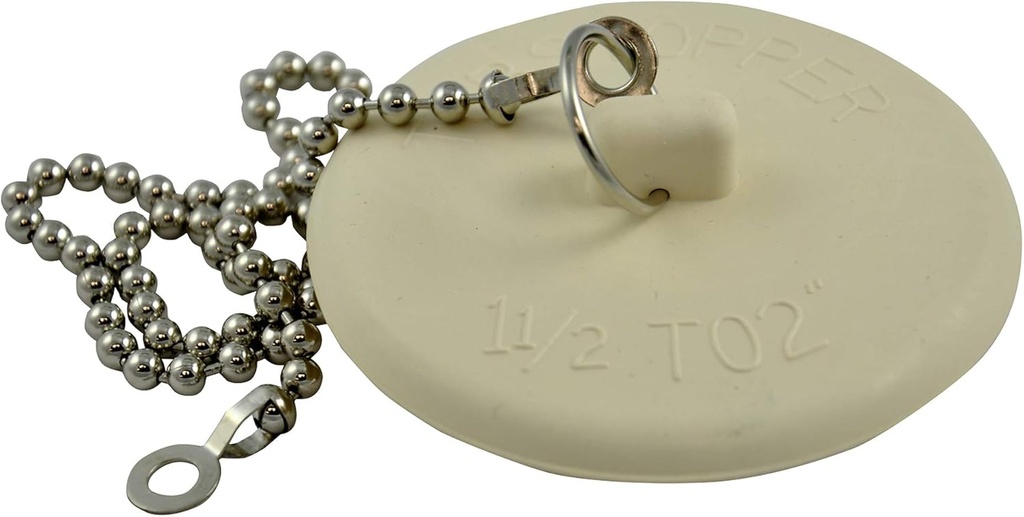 Danco 80783 Fit-All Rubber Stopper, Tub Drain, White