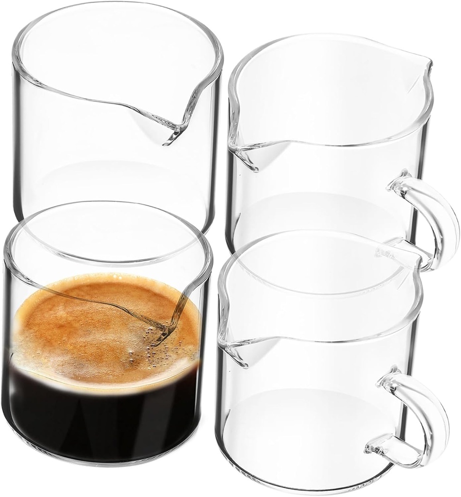 4pcs Glass Espresso Cups Pitcher Creamer for Coffee for Home and Restaurant Use Cute Design for Tea