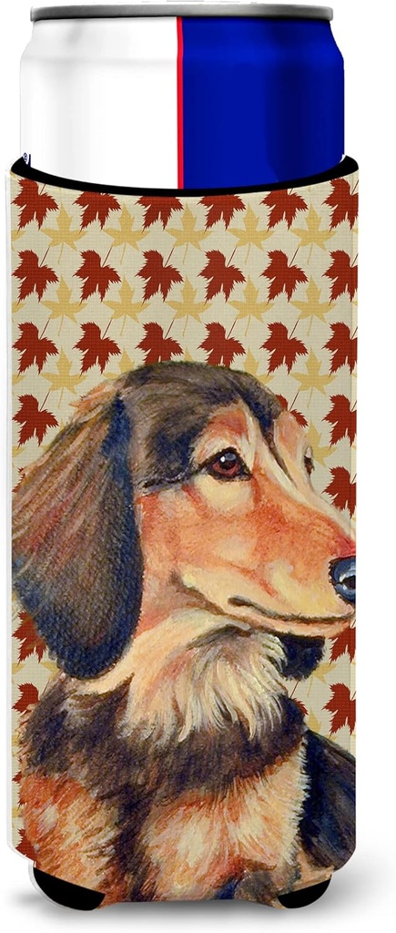 Dachshund Fall Leaves Portrait Ultra Beverage Insulators for slim cans