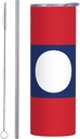 20ozFlag of Laos stainless steel straw lid cup, double-layer stainless steel, can be drunk directly or with a straw