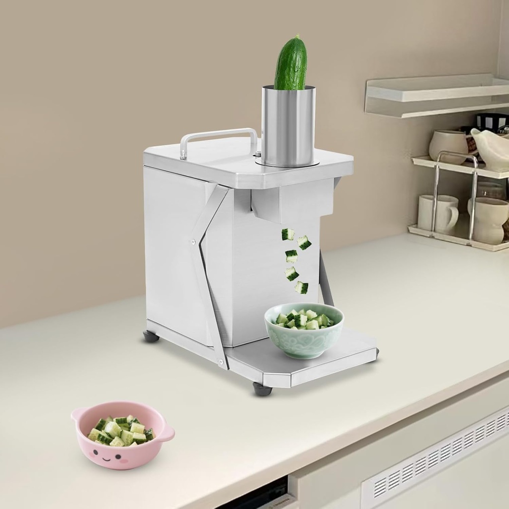 Electric Vegetable Chopper 100W Vegetable Slicer Food Processor Automatic Fruit Veggie Food Cutter Dicing Machine Stainless Steel for Commercial Home Use 165.35LBS/H