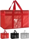 Insulated Cooler Bag with Lid and Dual Zipper for Reusable Hot and Cold Food Delivery - Insulated Catering Bag (Red, 2XL)