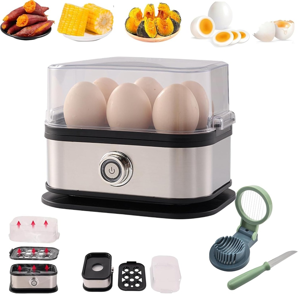 Smart Egg Cooker With Auto Shu, Rapid Egg Cooker 6 Egg Capacity, Egg Steamer Electric With Auto Shut Off, The Ultimate Stainless Steel Hard Boiled Eggs (A)