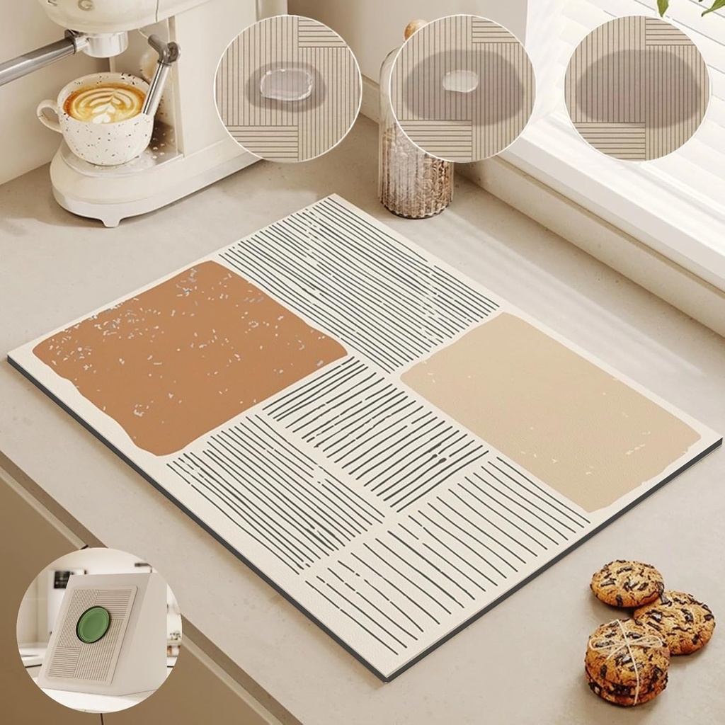 Dish Drying Mat - Coffee Mat, Coffee Maker Mat for Countertops, Absorbent Dish Drying Mat for Kitchen Counter, Under Coffee Expresso Maker Coffee Machine Dish Rack (12''×16'',09)