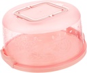 PRETYZOOM Portable Pink Cake Carrier Box with Handle Buckle Closure Lightweight Food Grade PP Dessert Container for Home Bakery and Party Use