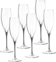 Barski Toasting Flute Glass - Champagne - Flutes - Set of 6 Crystal Glasses - Wedding Toasting Flutes - Platinum Stem - 11 oz Made in Europe