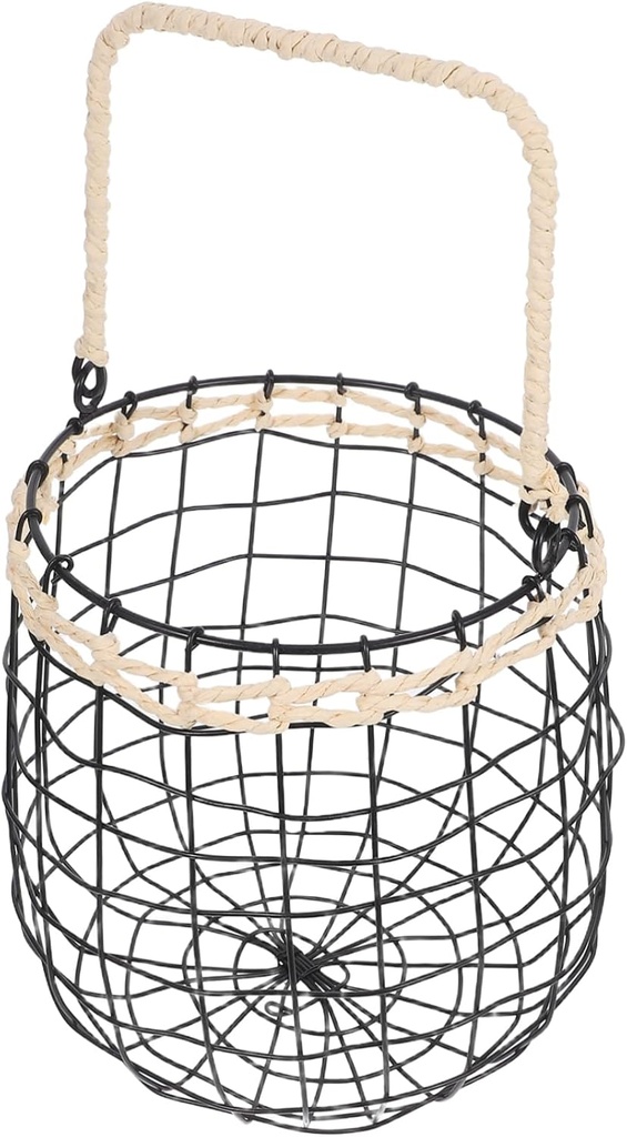 Vintage Hanging Wire Fruit Basket with Handle Rustic Iron Storage for Kitchen Countertop Versatile Fruit Organizer and Home Decor Accessory