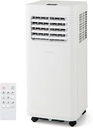 COSTWAY Portable Air Conditioner, 8000 BTU Air Conditioner with Fan & Dehumidifier, 24H Timer & Remote Control, Window Installation Kit, AC Unit Cools Rooms up to 250 Sq.Ft (8000 BTU)