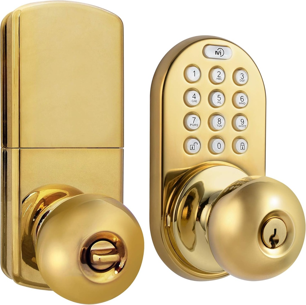 MiLocks DKK-02P Electronic Touchpad Entry Keyless Door Lock, Polished Brass