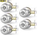 Lanwandeng 5 Pack Interior Door Knobs for Bedroom or Bathroom Keyless, Brushed Nickel Privacy Door Knob, Round Ball Bath/Bed Door Locks
