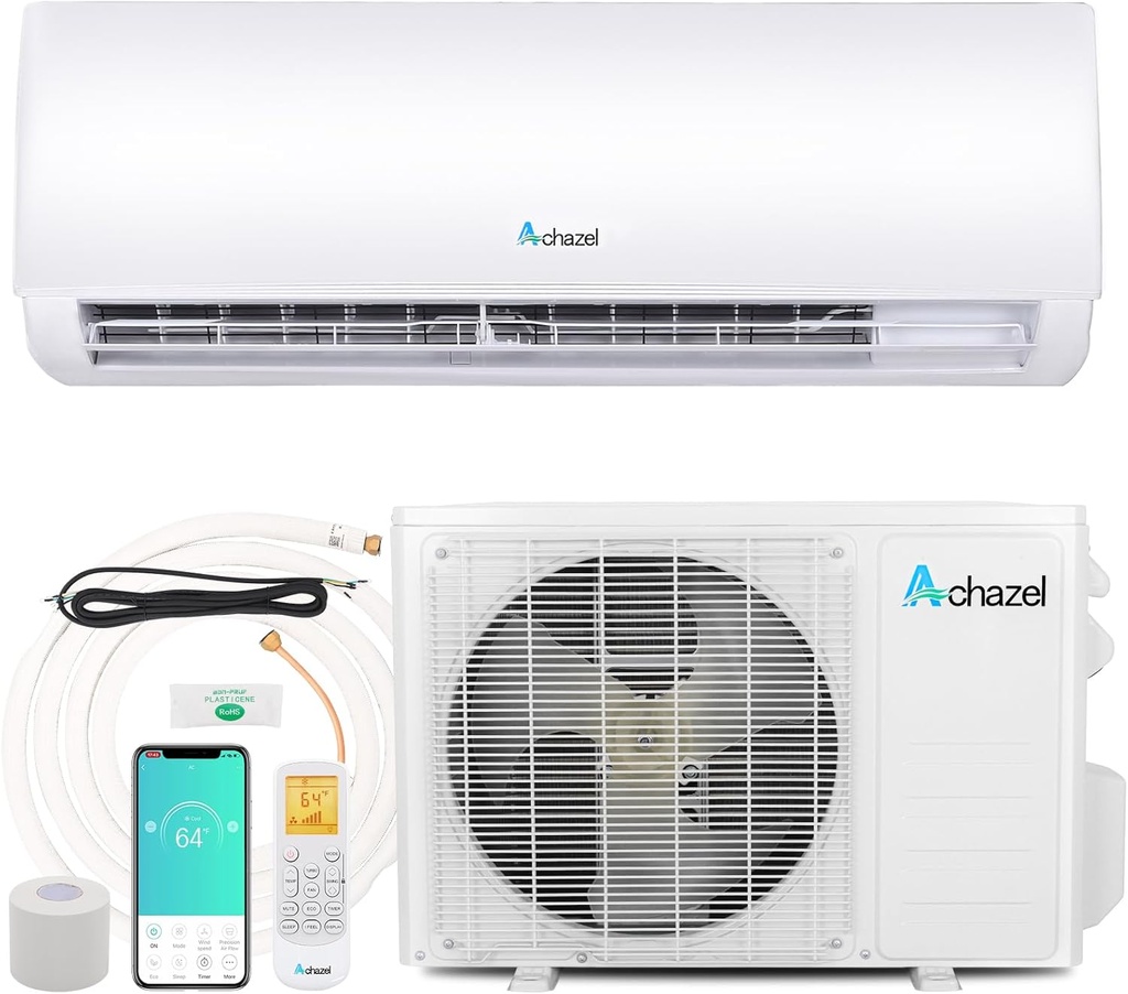 12,000 BTU 19 SEER2 Wifi Enabled Mini Split Air Conditioner & Heater, 115V Energy Saving Wall Mounted Inverter Ductless AC Unit Cools up to 750 Sq. Ft, Heat Pump & Installation Kit