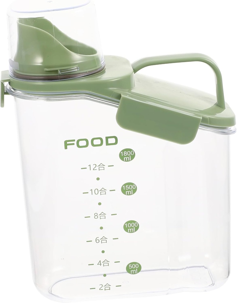 Healifty Ergonomic Handheld Grain Holder Food Storage Container with Airtight Lid and Scale Jar for Rice Cereal Dry Fruits and Pantry Staples Preservation