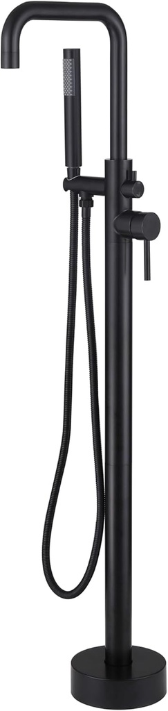 Floor Mount Bathtub Faucet, Freestanding Tub Filler Standing High Flow Shower Faucet with Handheld Shower Matte Black