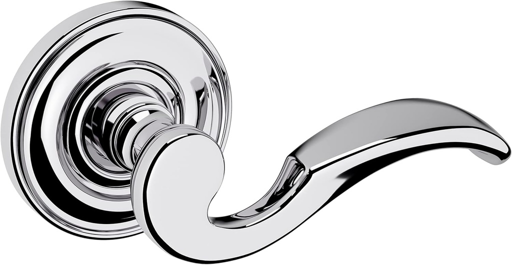 Baldwin 5152.LDM 5152 Left Handed Non-Turning One-Sided Dummy Door Lever with 5048 Rose from The Estate Collection - Polished Chrome