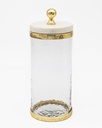 Godinger Canister Storage Container, Glass Storage Canister, Marble with Gold Band - 4x8