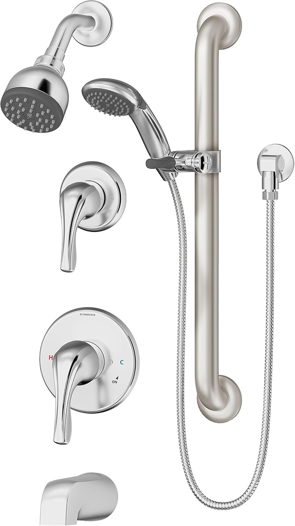Symmons 9606-PLR-1.5-TRM Origins 2-Handle Tub and 1-Spray Shower Trim with 1-Spray Hand Shower in Polished Chrome (Valves Not Included)