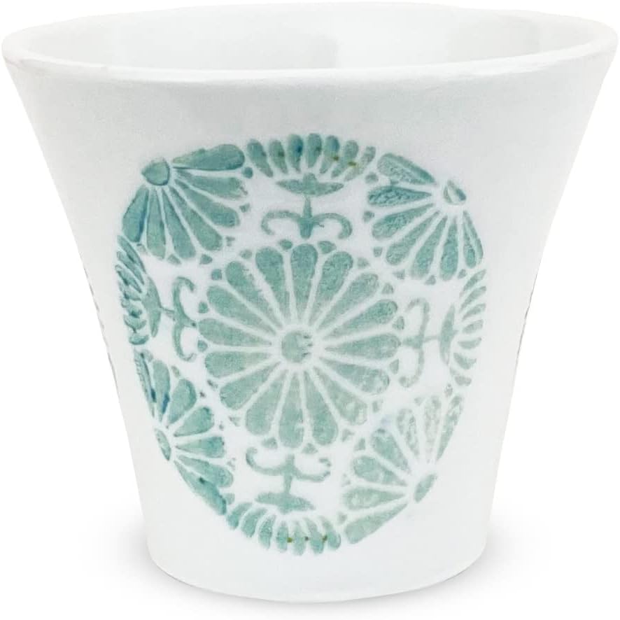 J-kitchens PNO607611 Dinner Cup, Yumo Rice Bowl, 4.6 fl oz (130 cc), Flower Circle, Light Blue