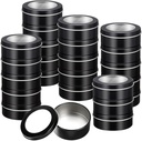 TecUnite 24 Pack 2 oz Metal Tin Container Round Empty Container Salve Tins with Clear Lid Travel Storage Cans Metal Spice Cans for Kitchen Food Storage, Office Craft, Candles, Cream