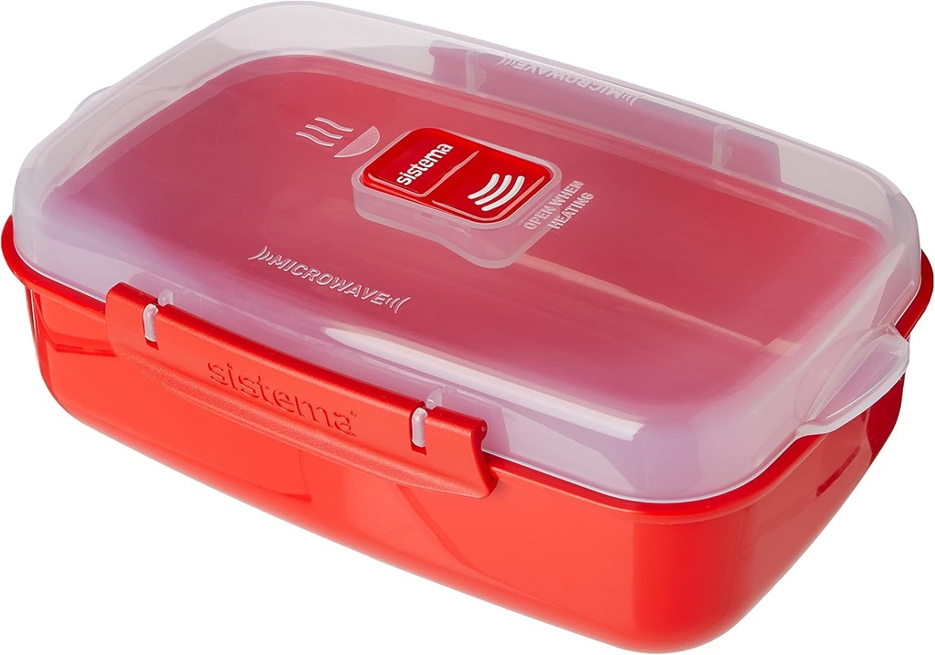 Sistema Microwave Cookware Rectangular Bowl, 41.6 Ounce/ 5.2 Cup, Red