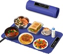 Food Warming Mat - New Upgraded Fast Heating Silicone Electric Warming Tray, Larger Touch Screen, Higher Feet, Roll Up Warming Mat for Food, Portable Food Warmer, Blue