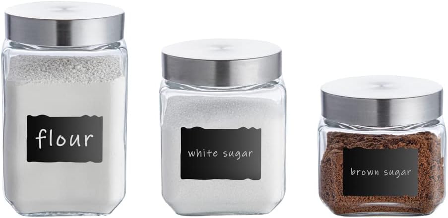 Restaurantware-Vetri Glass Storage Jar Set, 3-Piece Dishwashable Glass Cookie Jars - Airtight Seal, Hot & Cold Friendly, Clear Candy Jars, For Kitchen, Laundry, Or Storage