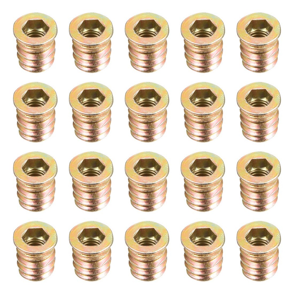 uxcell Wood Furniture M6x13mm Threaded Insert Nuts Interface Hex Socket Drive 20pcs