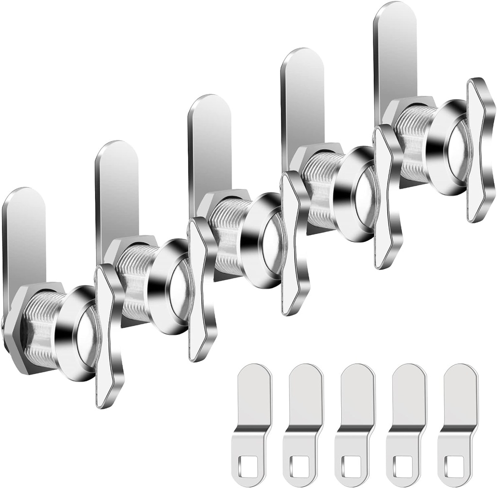 5/8 Inch Thumb Operated Offset Cam Lock, 5Pcs Keyless Compartment for RV, Cabinet Mailbox Drawer Latch, 100% Metal Replacement Cylinder for Storage Door, Camper, Vehicles