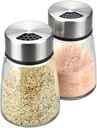 Elegant Salt and Pepper Shakers with Adjustable Pour Holes - Set of 2 - Premium Stainless Steel and Glass - Perfect Spice Dispenser Set for Your Delicious Meals