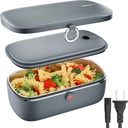 Caperci Electric Lunch Box Food Heater, 30 oz Portable Food Warmer - 110V Faster Leakproof Heated Lunch Boxes for Adults with Stainless Steel Container for Travel, Office, Home (Gray)