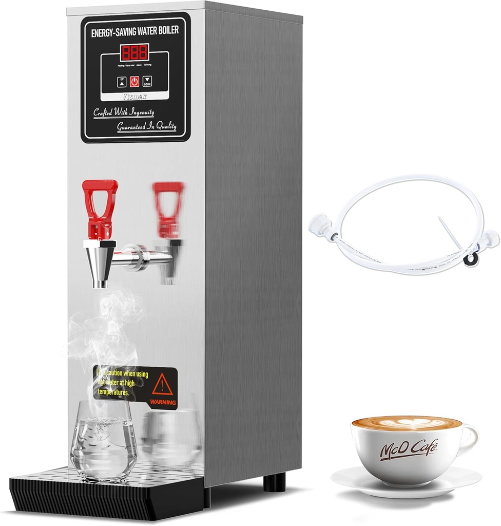 2000W Commercial Hot Water Dispenser Countertop, 25L(6.6Gal) /H Step-Heating Stainless Steel Water Boiler with 32°F-212°F Temperature Control for Boba Tea Office Restaurant Hotel, Silver