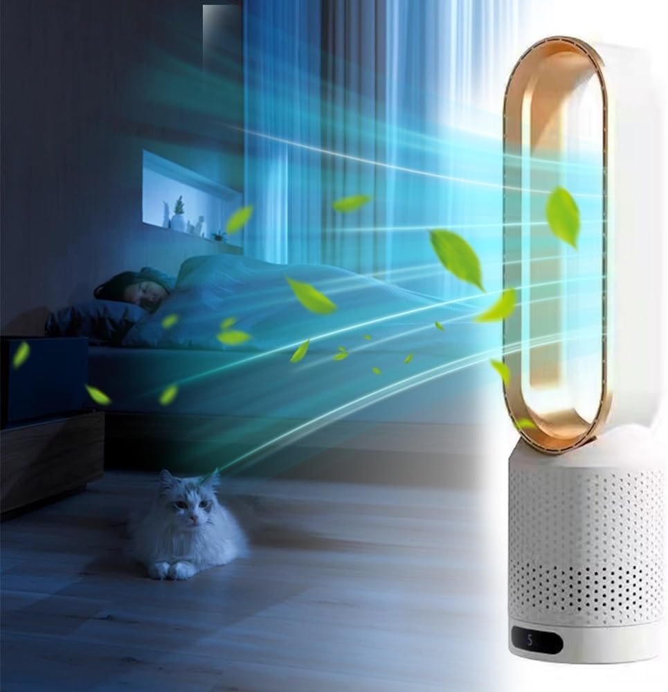 Generic Desk Fan Bladeless Fan, 23"" Tower Fan Quiet Cooling, 90° Oscillating Bladeless Fan For Bedroom, Baby Room, Living Room, Office, With Remote Control