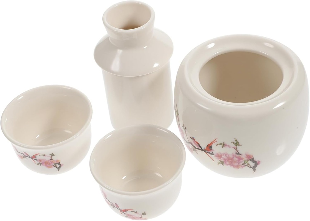 Traditional Sake Cup,Ceramic Wine Glasses,1 Set Wine Warmer Sushi Set Cup Set Dish Set Tea Kettle Set Ceramic Sake Set Ceramic Sake Serving Set Ceramics White Porcelain Winter