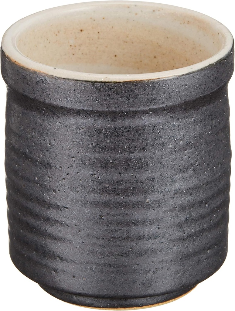 せともの本舗 Set of 3 Long Teacup Black Glass Teacup (Small) 2.7 x 3.1 inches (6.9 x 7.8 cm) (190 cc) Reinforced Japanese Tableware, Sake Cup, Restaurant, Inn, Commercial Use