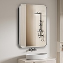 Bathroom Medicine Cabinet,16"x26" Mirror Door with Stainless Steel Brush Nickel Frame,Recessed & Surface Wall Cabinet with Glass Shelves, Rust-Resistant Bathroom Storage Cabinet