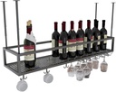 Ceiling Mounted Wine Rack Hanging Wine Holder, Metal Wine Glass Goblet Holder, Bar Wine Cellar Kitchen Wine Storage Floating Display Shelves, Black (Size : 100x25x21cm)