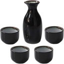 5-Piece Japanese Sake Set, 9oz Black Ceramic Sake Pot & Cup Set for Cold/Warm Sake, Best Gift